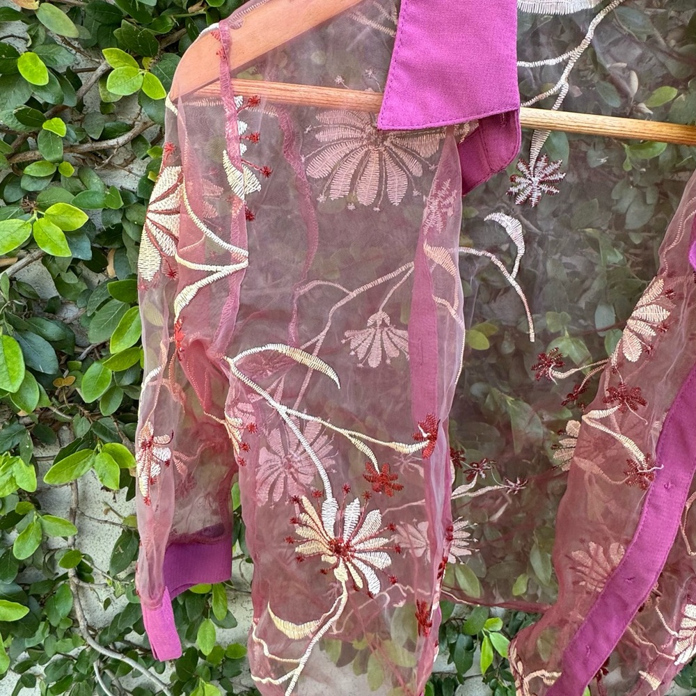 Vintage Pink Sheer Floral Top - Picture 3 of 5